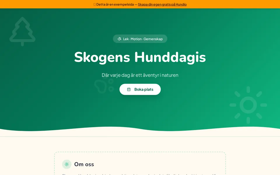 Förhandsvisning av Skogens Hunddagis, skapad med Hundio